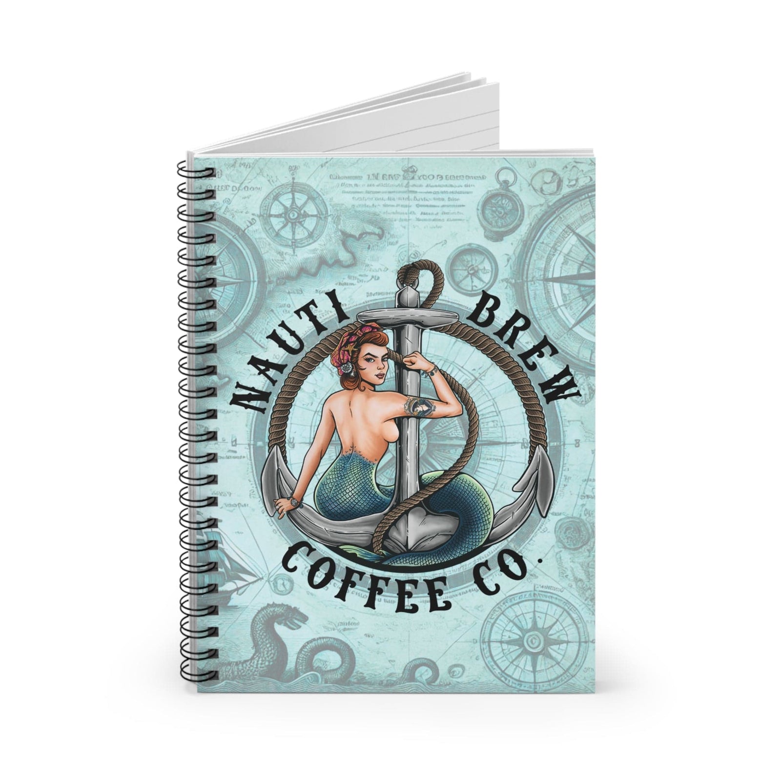 Mountains & Mermaids Nauti Brew Coffee Co. Spiral Notebook One Size 12794854590520815585