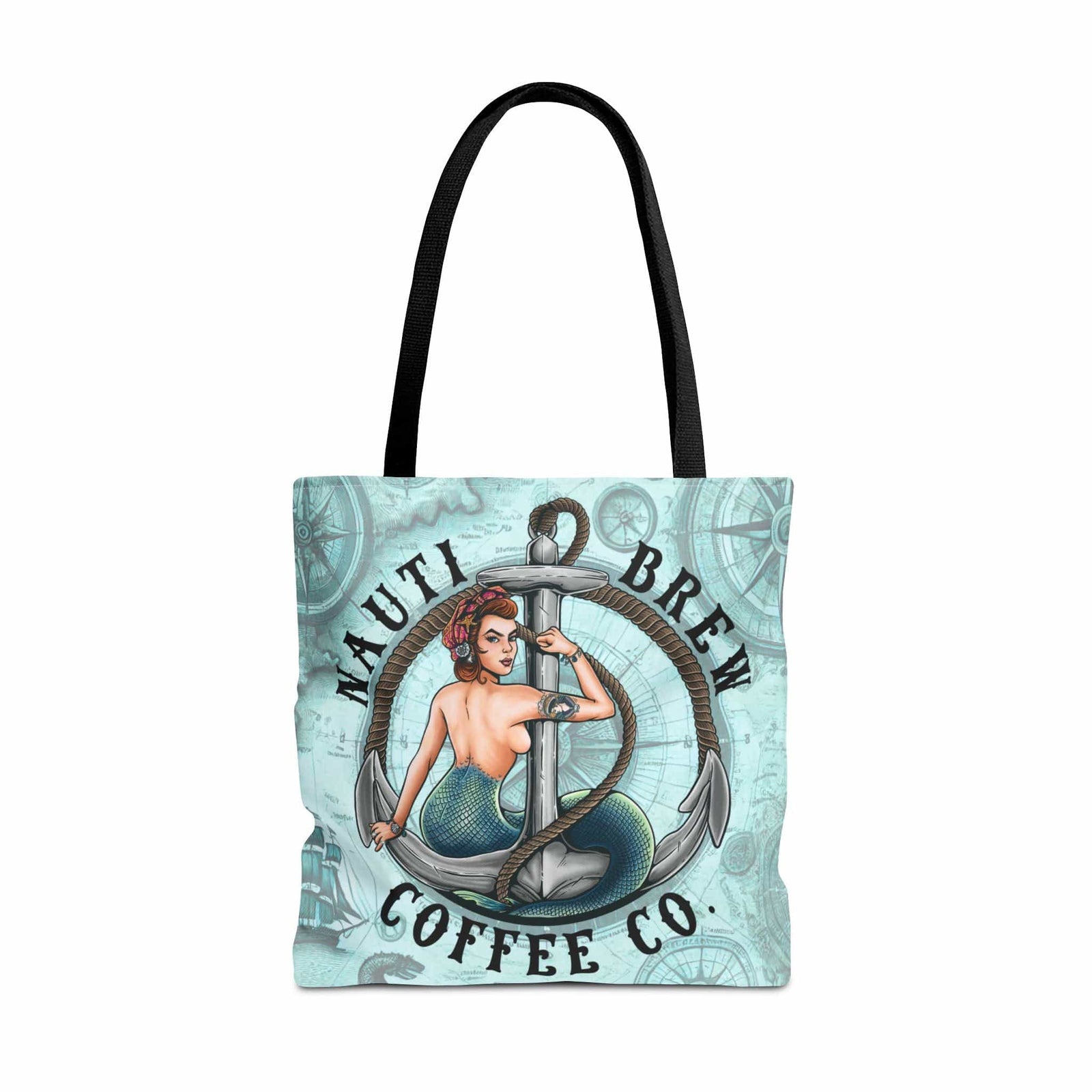 Mountains & Mermaids Nauti Brew Coffee Co. Tote Bag 18" × 18'' / Black 30247923328411965913