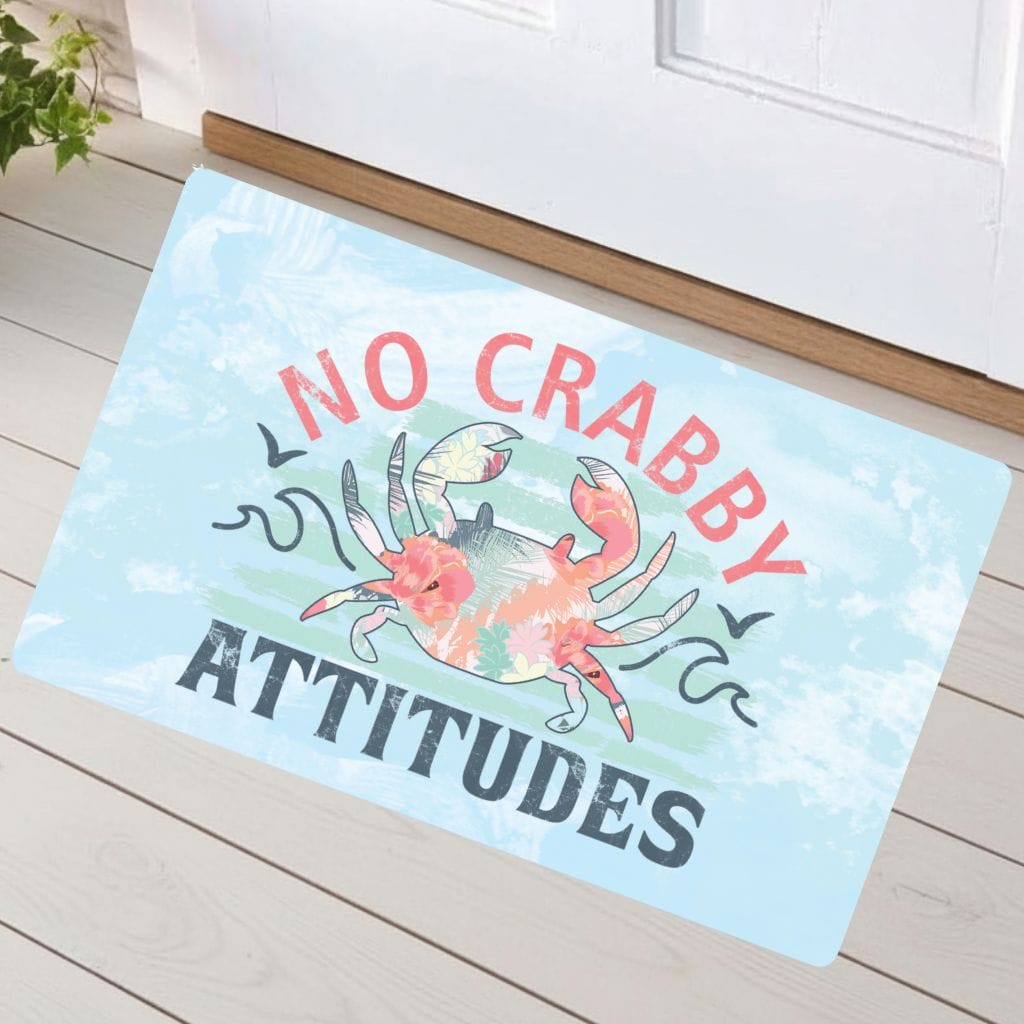 Mountains &amp; Mermaids No Crabby Attitudes Doormat 18&#39;&#39; × 30&#39;&#39; 28937089290553170674