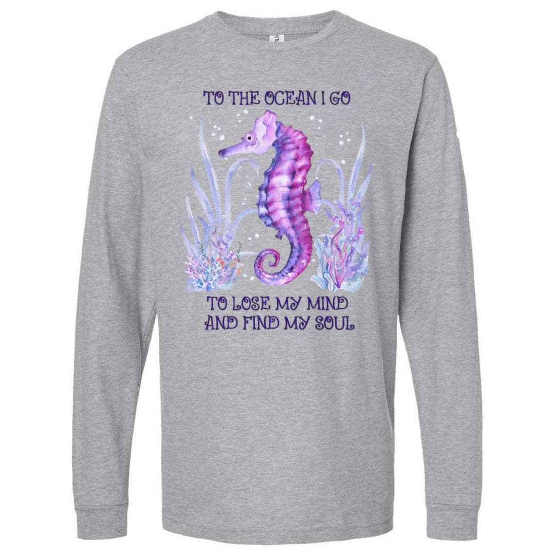 Mountains &amp; Mermaids Ocean Soul Long Sleeve T-Shirt (Gray) Small MM4136