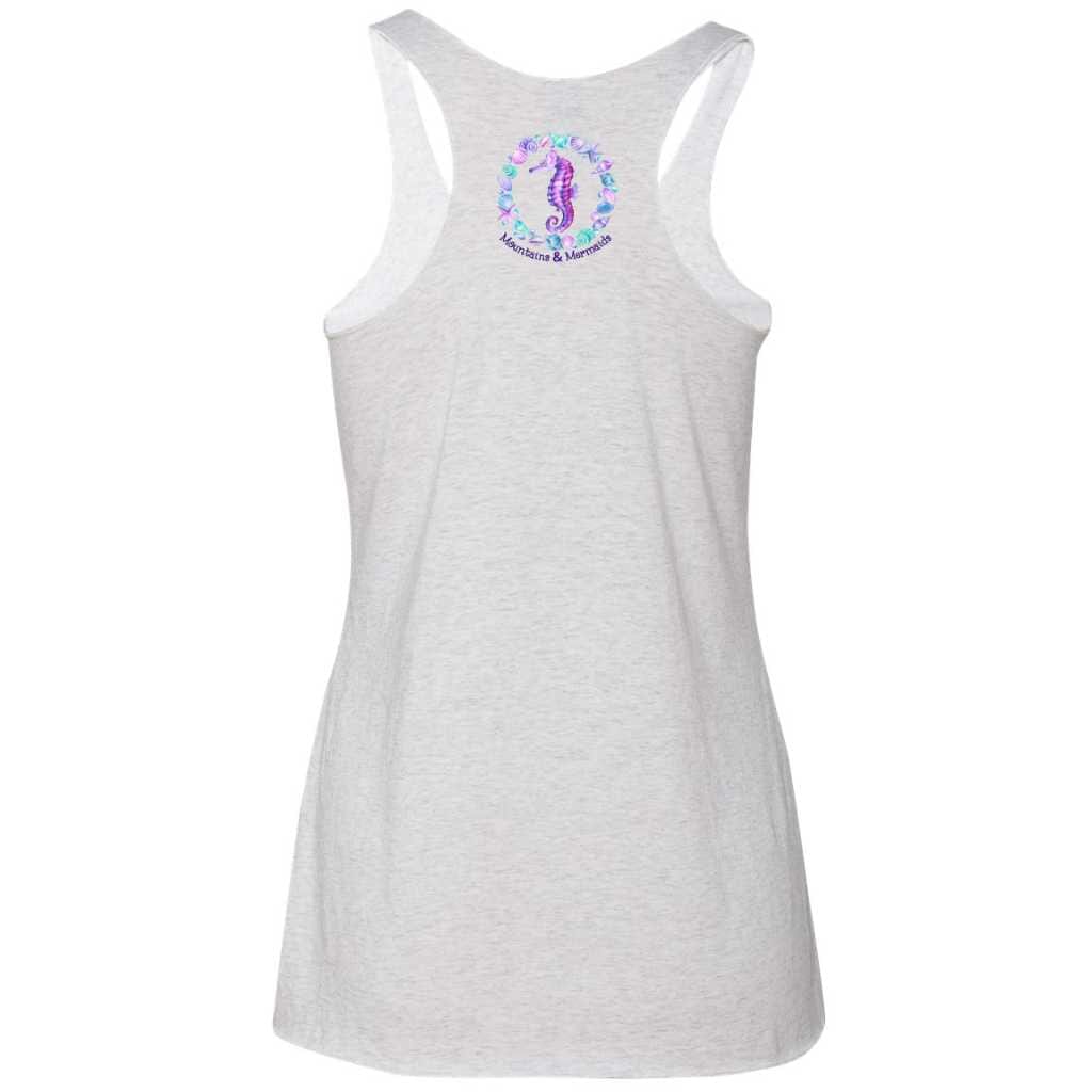 Mountains & Mermaids Ocean Soul Racerback Tank (Heather White)