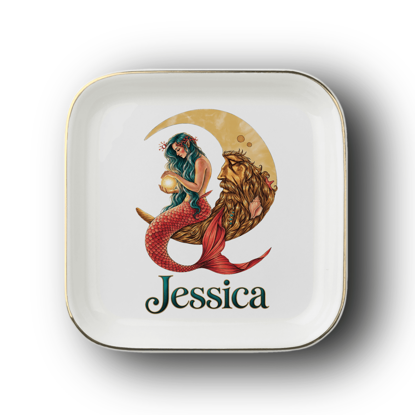 Mountains & Mermaids Personalized Mermaid in the Moon Jewelry Dish