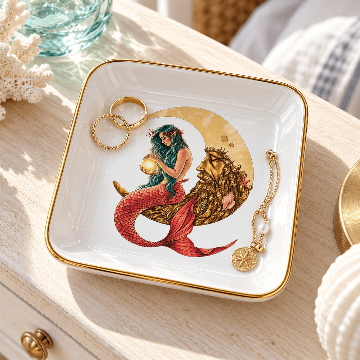 Mountains & Mermaids Personalized Mermaid in the Moon Jewelry Dish Not Personalized apod-15370826
