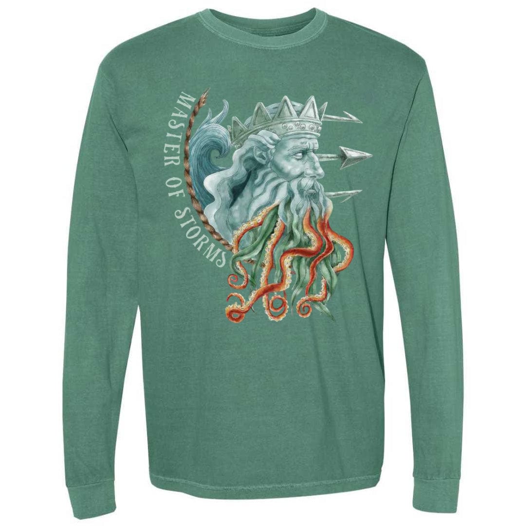 Mountains &amp; Mermaids Poseidon Long Sleeve T-Shirt (Light Green) Small
