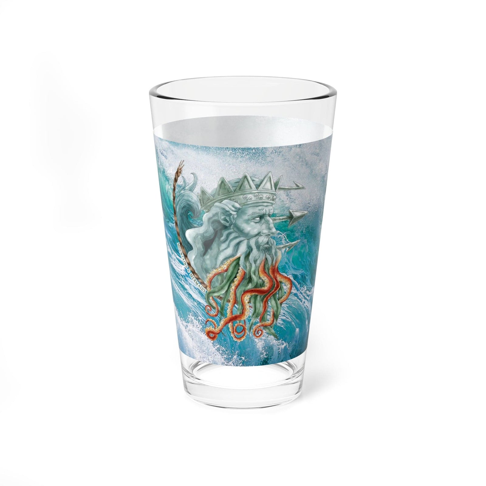 Mountains & Mermaids Poseidon Master Of Storms Pint Glass, 16oz 16oz 24137474221352680932