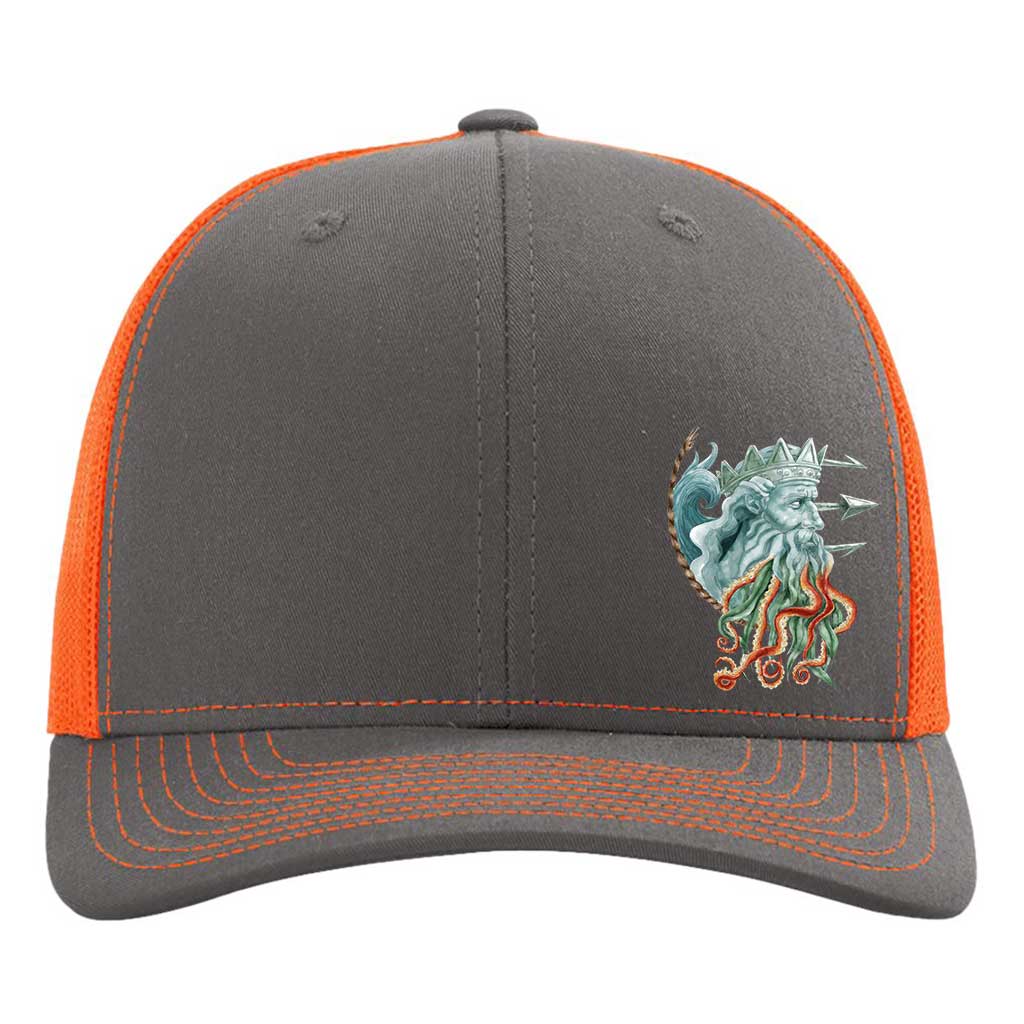 Mountains &amp; Mermaids Poseidon Trucker Hat Charcoal/Orange MM1597