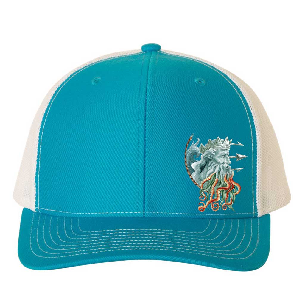 Mountains &amp; Mermaids Poseidon Trucker Hat Cyan/White MM1593