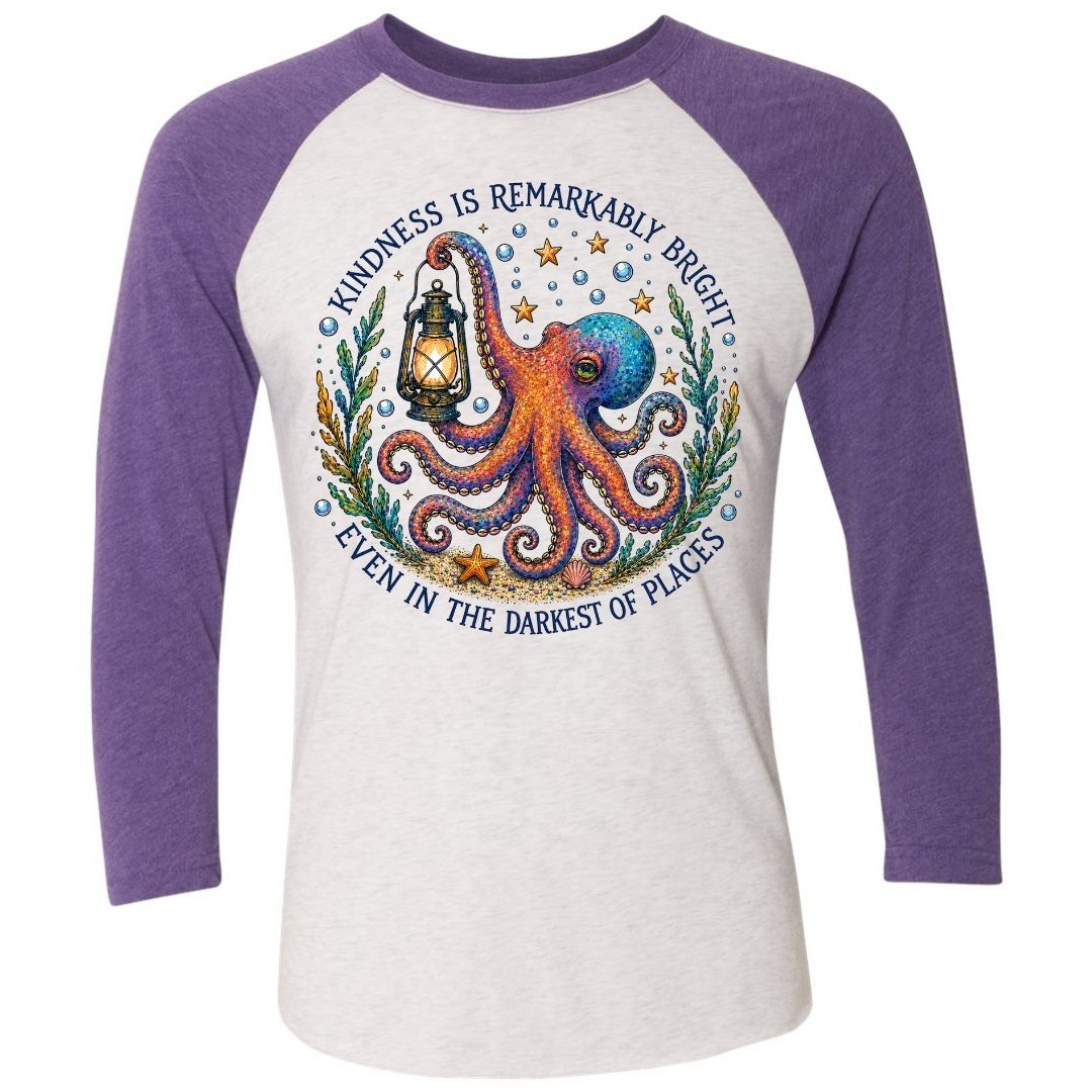 Mountains & Mermaids Remarkably Kind Baseball T-Shirt Small / Purple