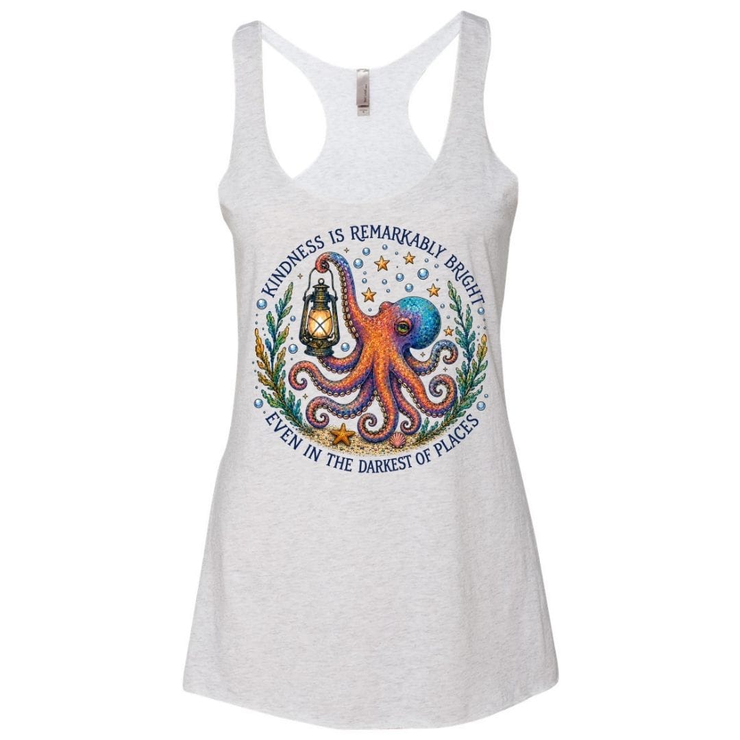 Mountains & Mermaids Remarkably Kind Racerback Tank Small / Heather White