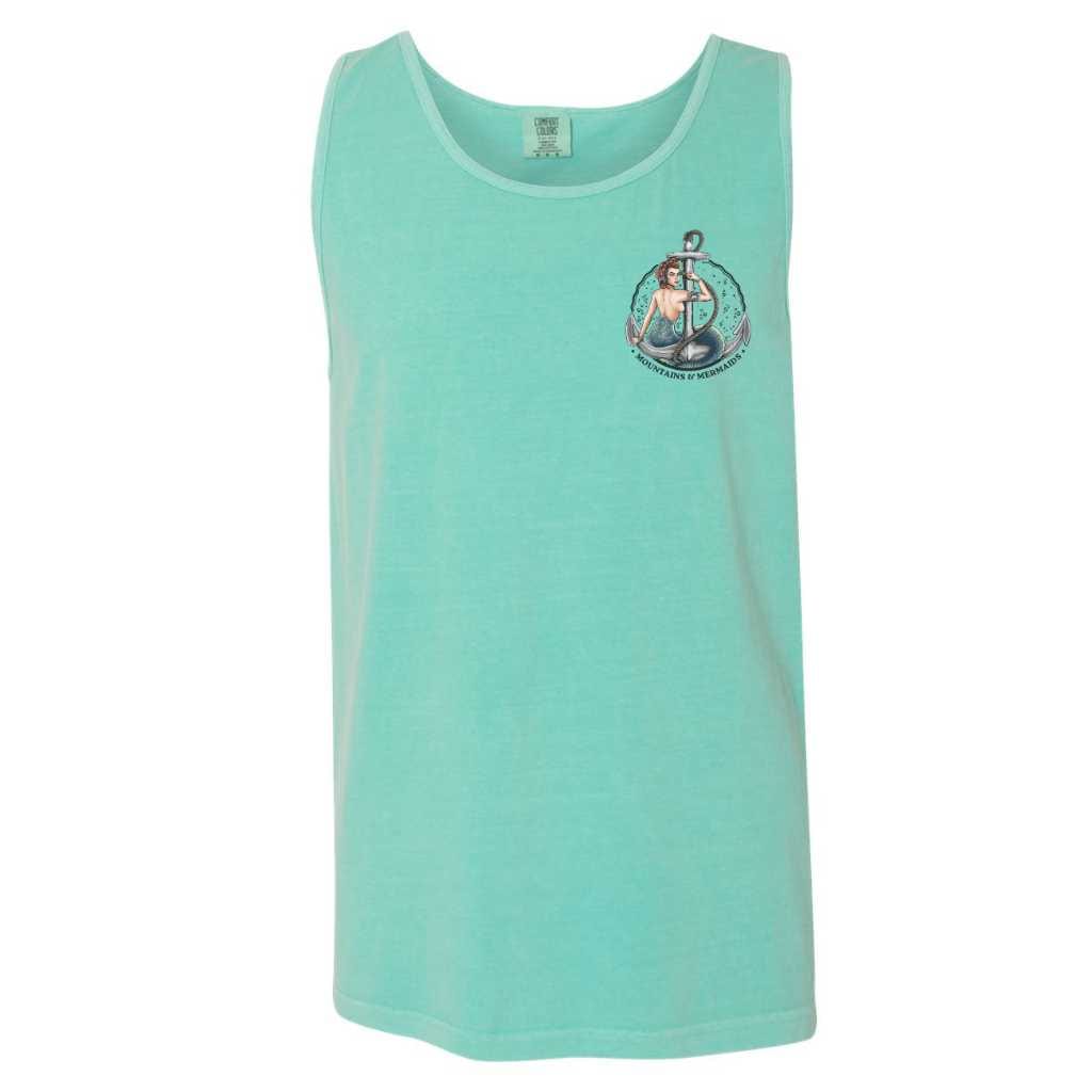 Mountains & Mermaids Rosie The Riveter Boyfriend Tank (Chalky Mint)