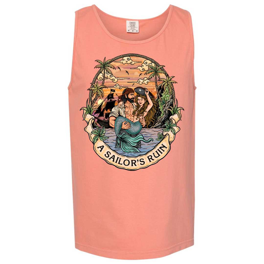 Mountains & Mermaids Sailor's Ruin Boyfriend Tank (Terracotta) Small