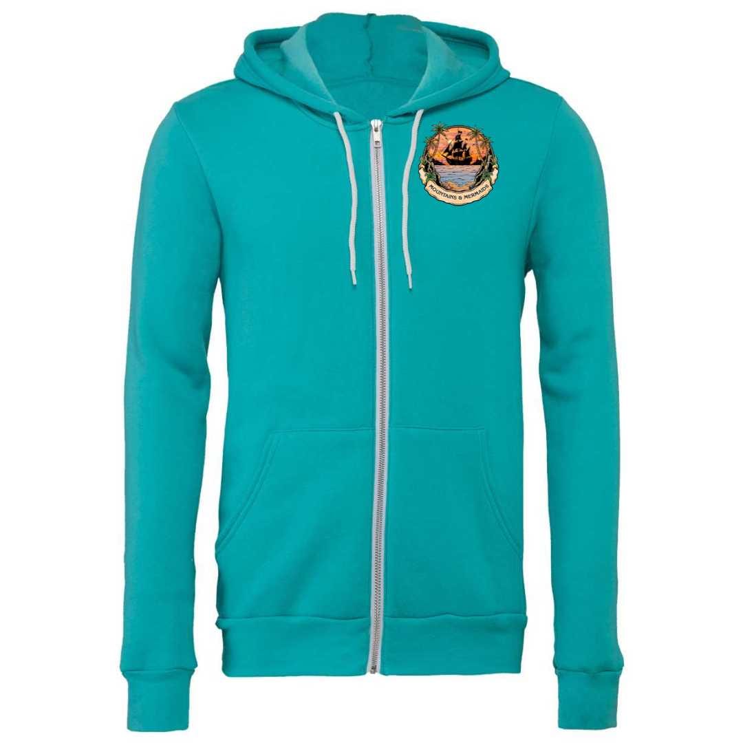 Mountains & Mermaids Sailor's Ruin Full Zip Fleece Hoodie (Teal)