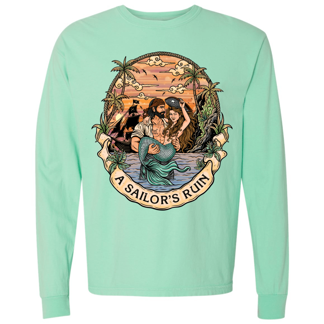 Mountains &amp; Mermaids Sailor&#39;s Ruin Long Sleeve T-Shirt (Island Reef) Small