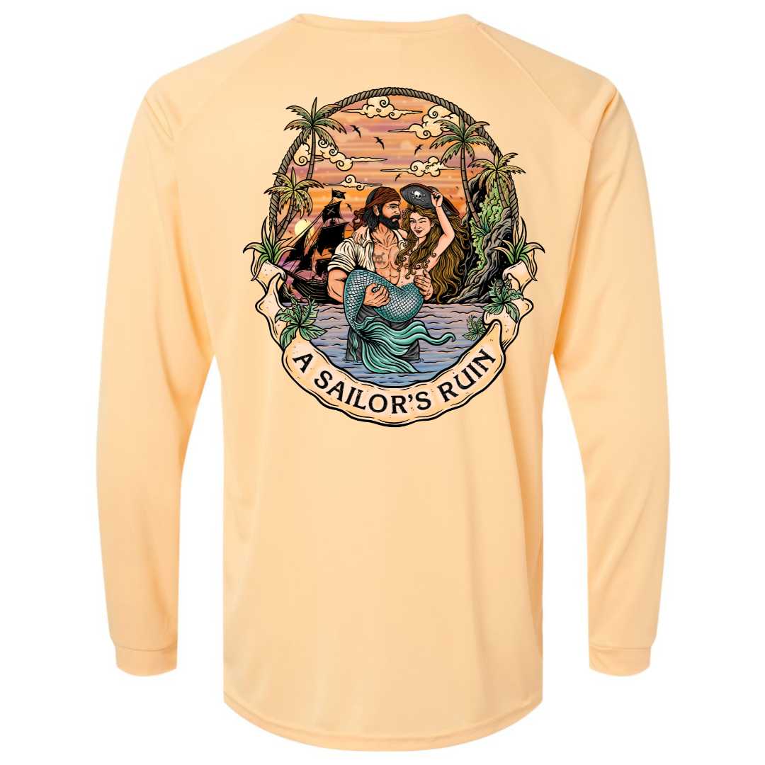 Mountains &amp; Mermaids Sailor's Ruin Performance Sun Shirt (Peachy) Small