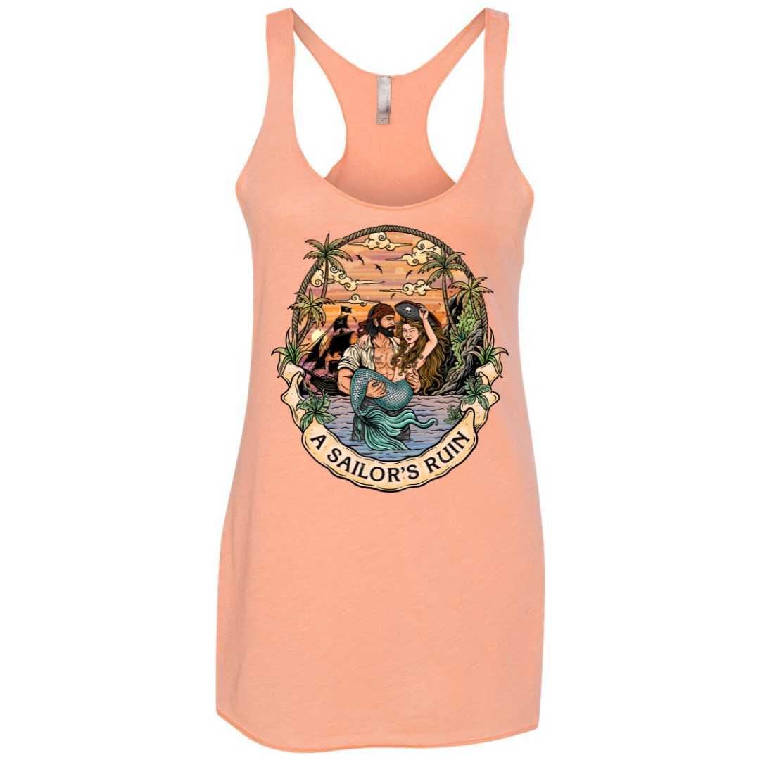 Mountains &amp; Mermaids Sailor&#39;s Ruin Racerback Tank (Peachy) Small