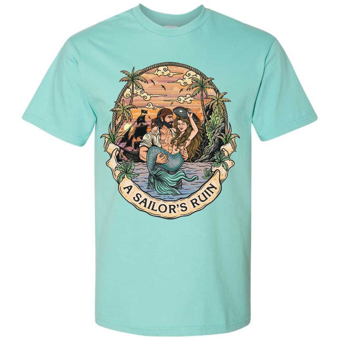 Mountains & Mermaids Sailor's Ruin Short Sleeve T-Shirt (Chalky Mint) Small