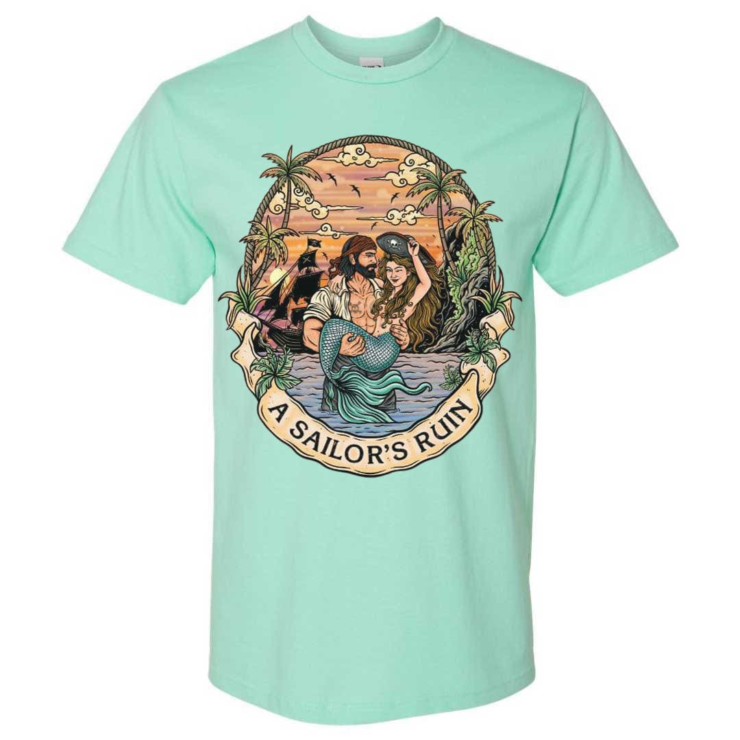 Mountains &amp; Mermaids Sailor&#39;s Ruin Short Sleeve T-Shirt (Island Reef) Small
