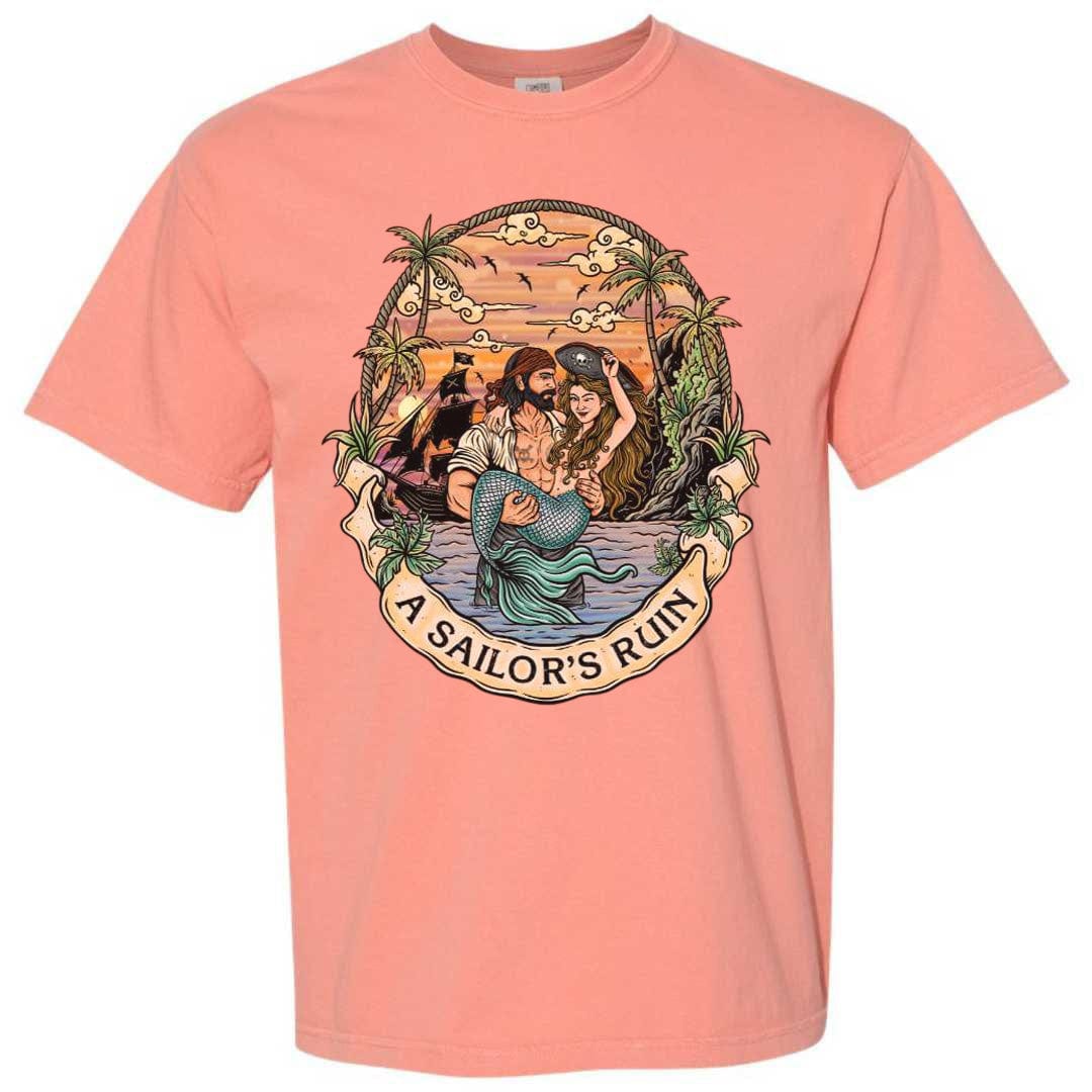 Mountains & Mermaids Sailor's Ruin Short Sleeve T-Shirt (Terracotta) Small