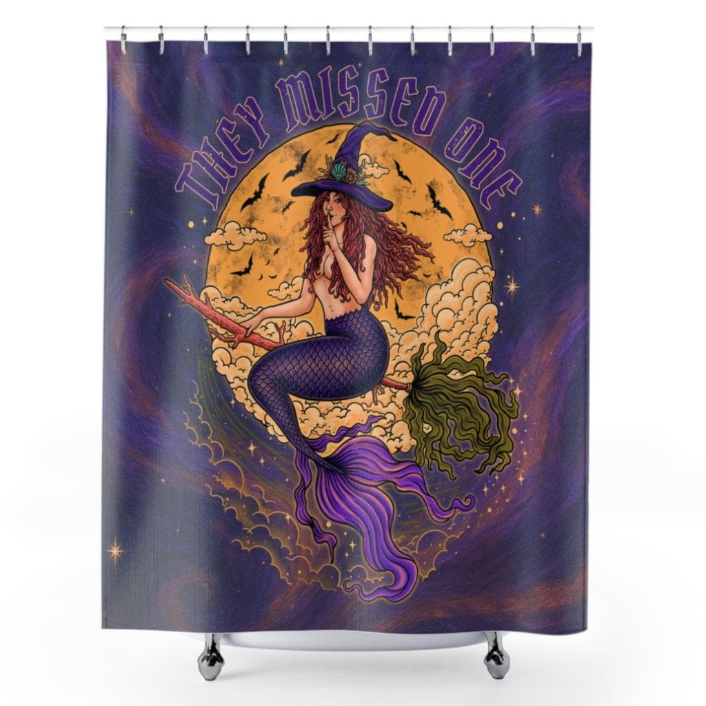 Mountains & Mermaids Salem Siren Shower Curtain 71" × 74" 11743645522230719293