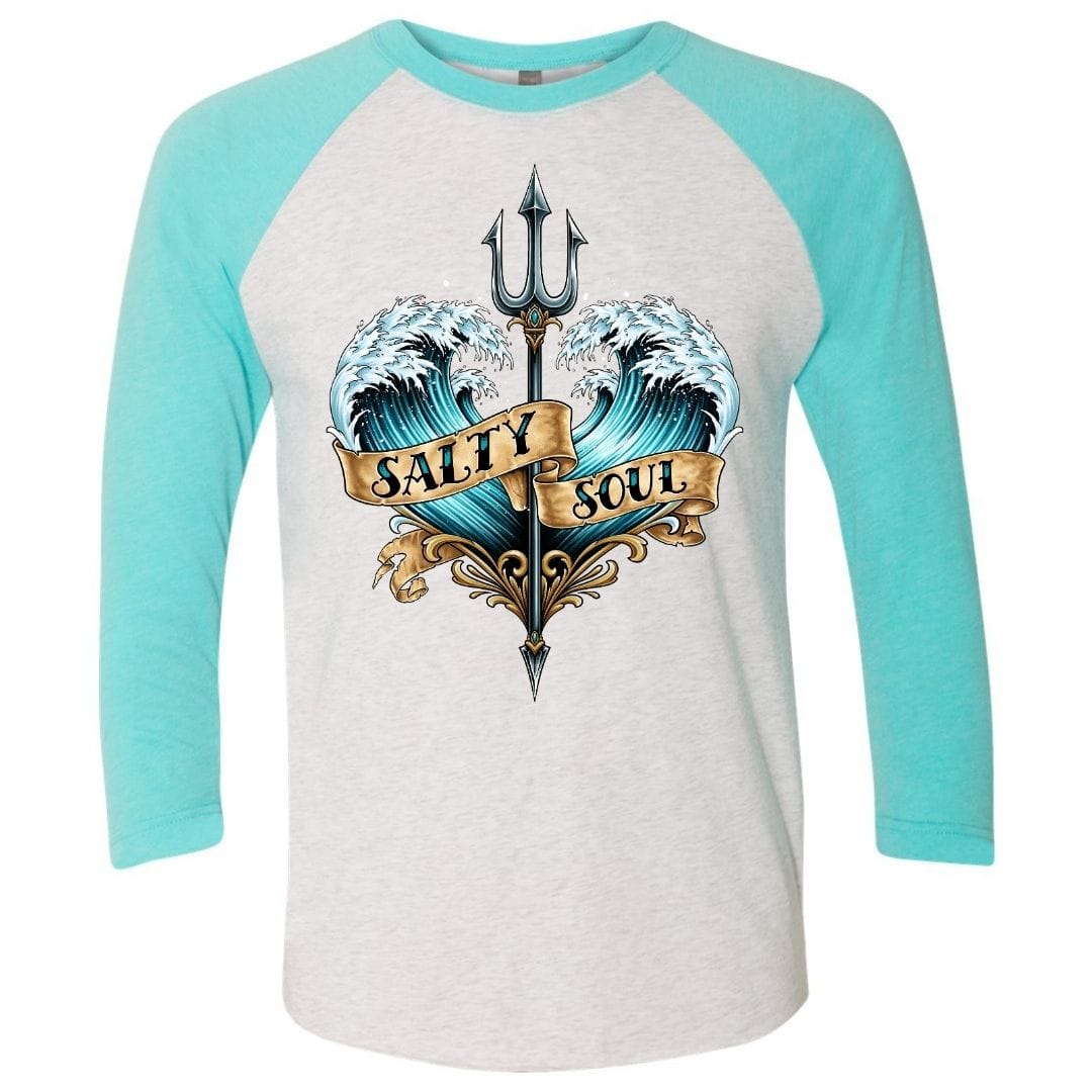 Mountains & Mermaids Salty Soul Baseball T-Shirt Small