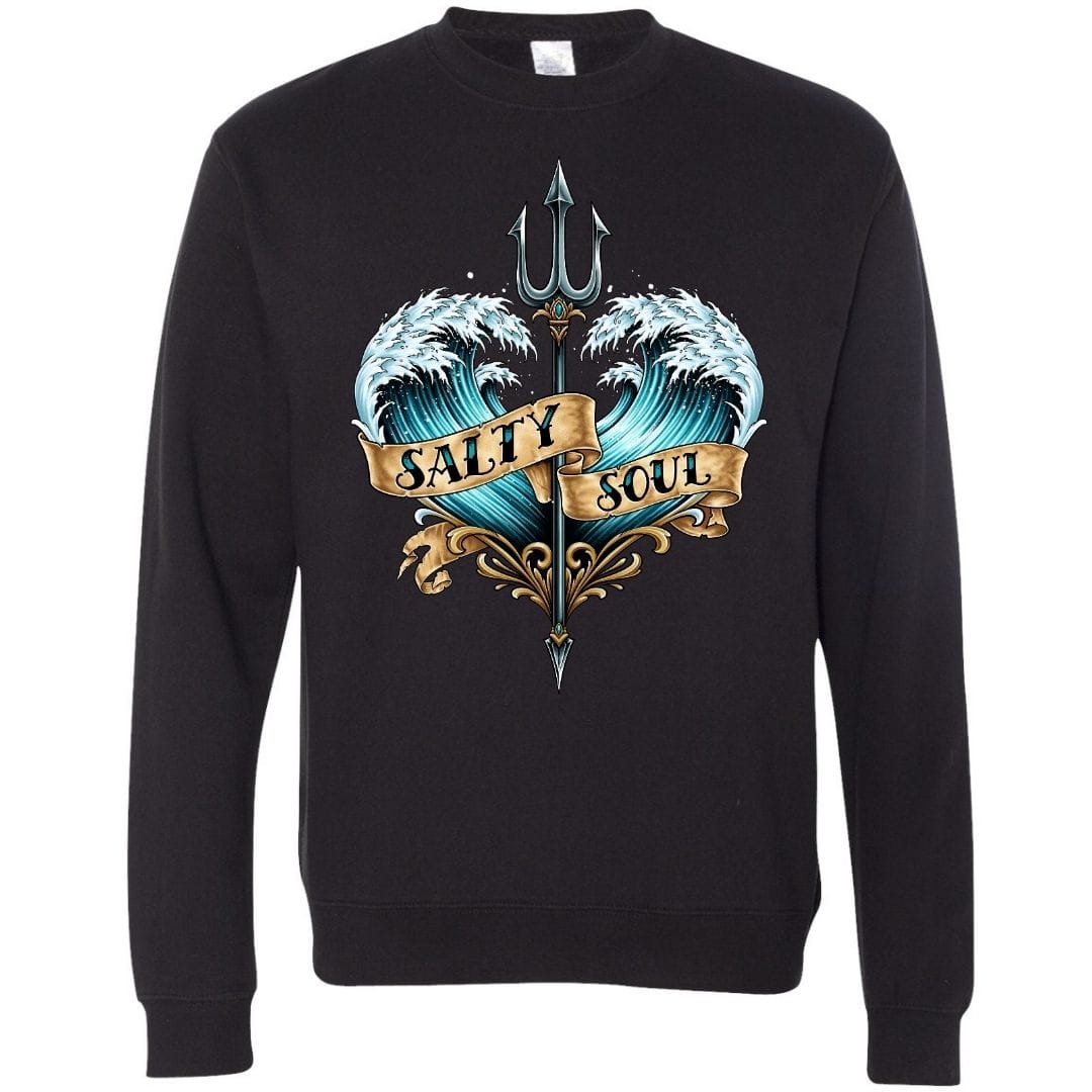 Mountains & Mermaids Salty Soul Crewneck Sweatshirt Small / Black
