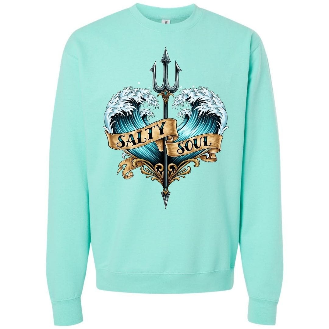Mountains & Mermaids Salty Soul Crewneck Sweatshirt Small / Mint