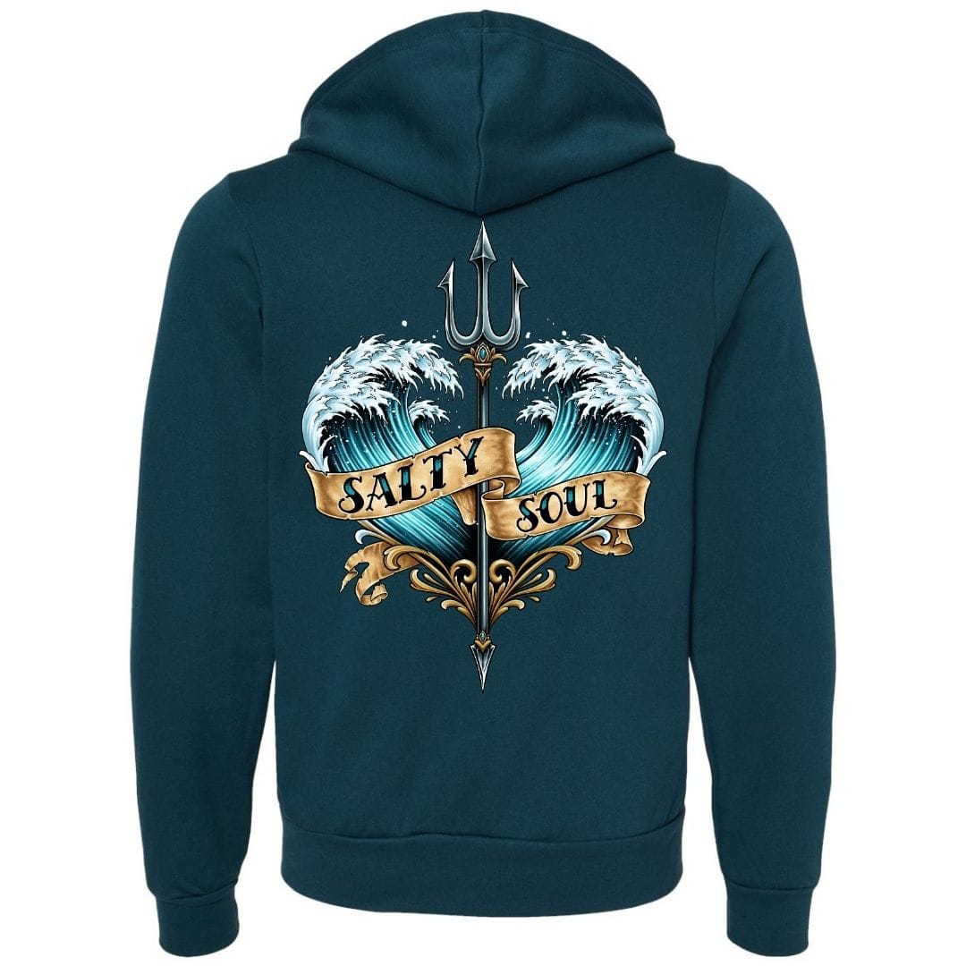 Mountains &amp; Mermaids Salty Soul Full Zip Fleece Hoodie Small / Atlantic