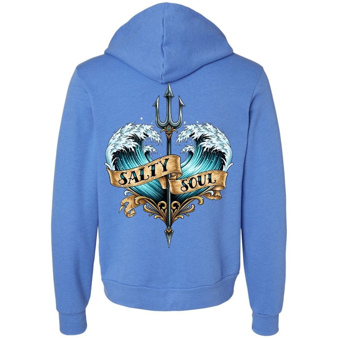 Mountains & Mermaids Salty Soul Full Zip Fleece Hoodie Small / Carolina Blue