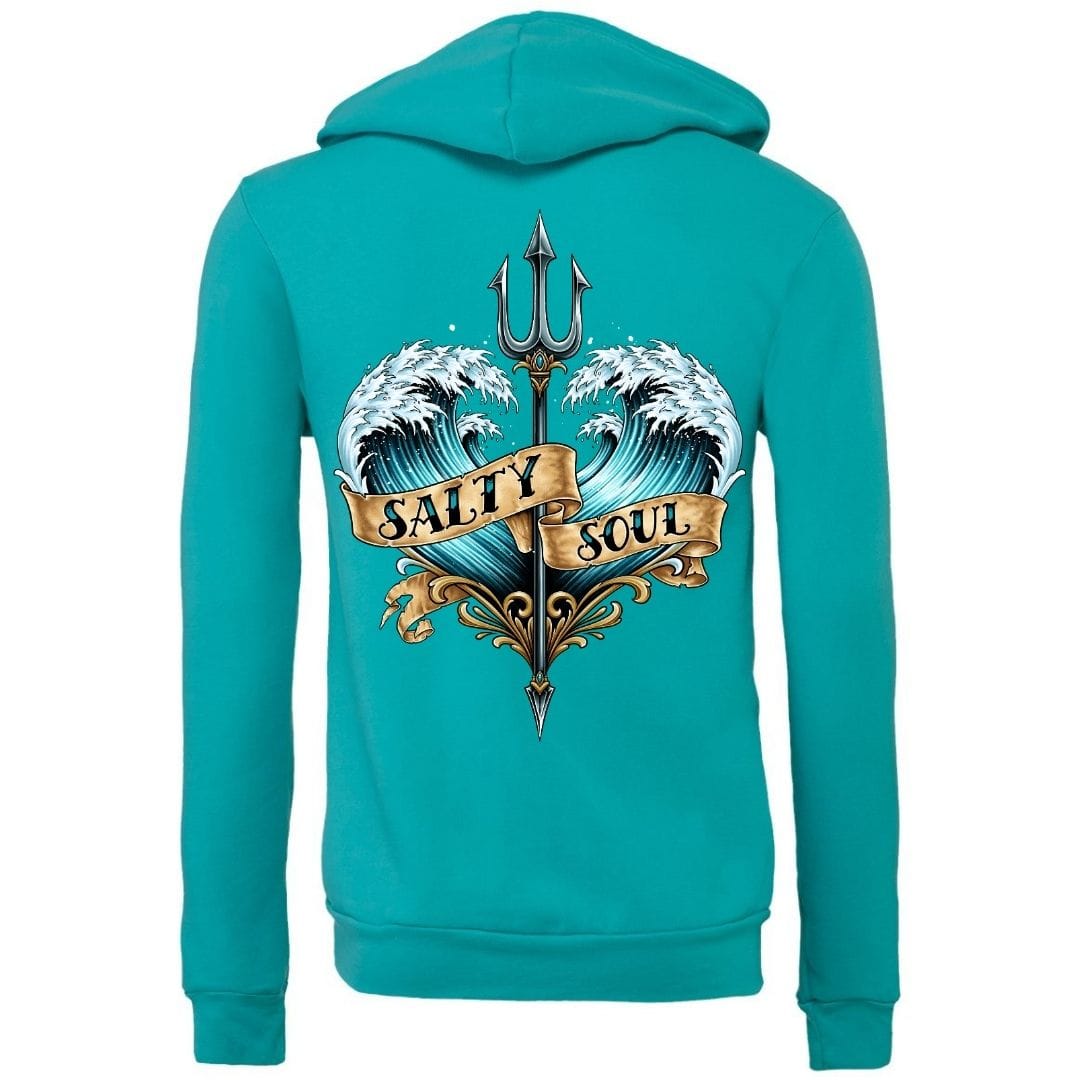 Mountains & Mermaids Salty Soul Full Zip Fleece Hoodie Small / Teal