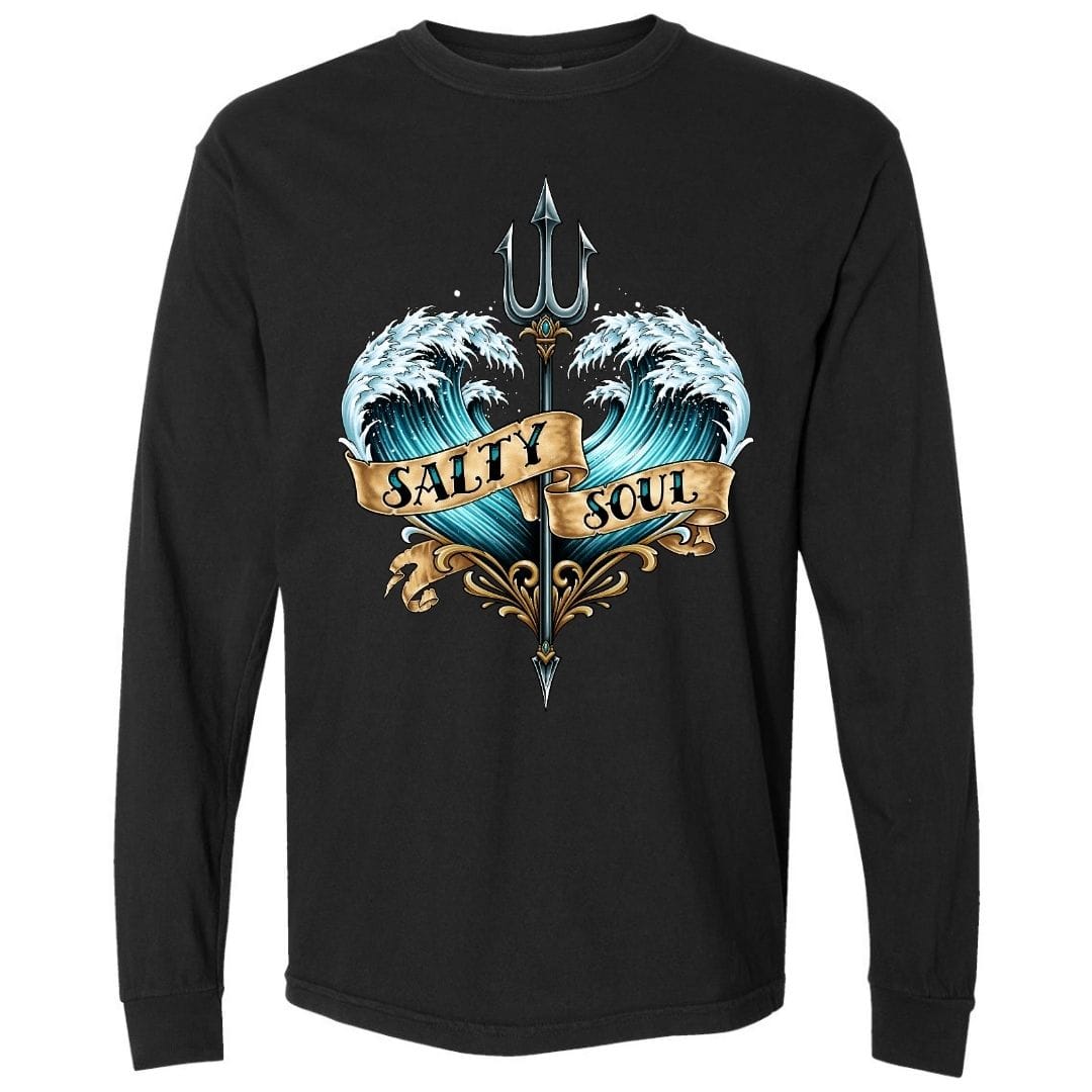 Mountains & Mermaids Salty Soul Long Sleeve T-Shirt Small / Black