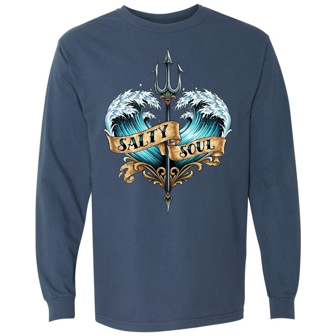 Mountains & Mermaids Salty Soul Long Sleeve T-Shirt Small / Midnight