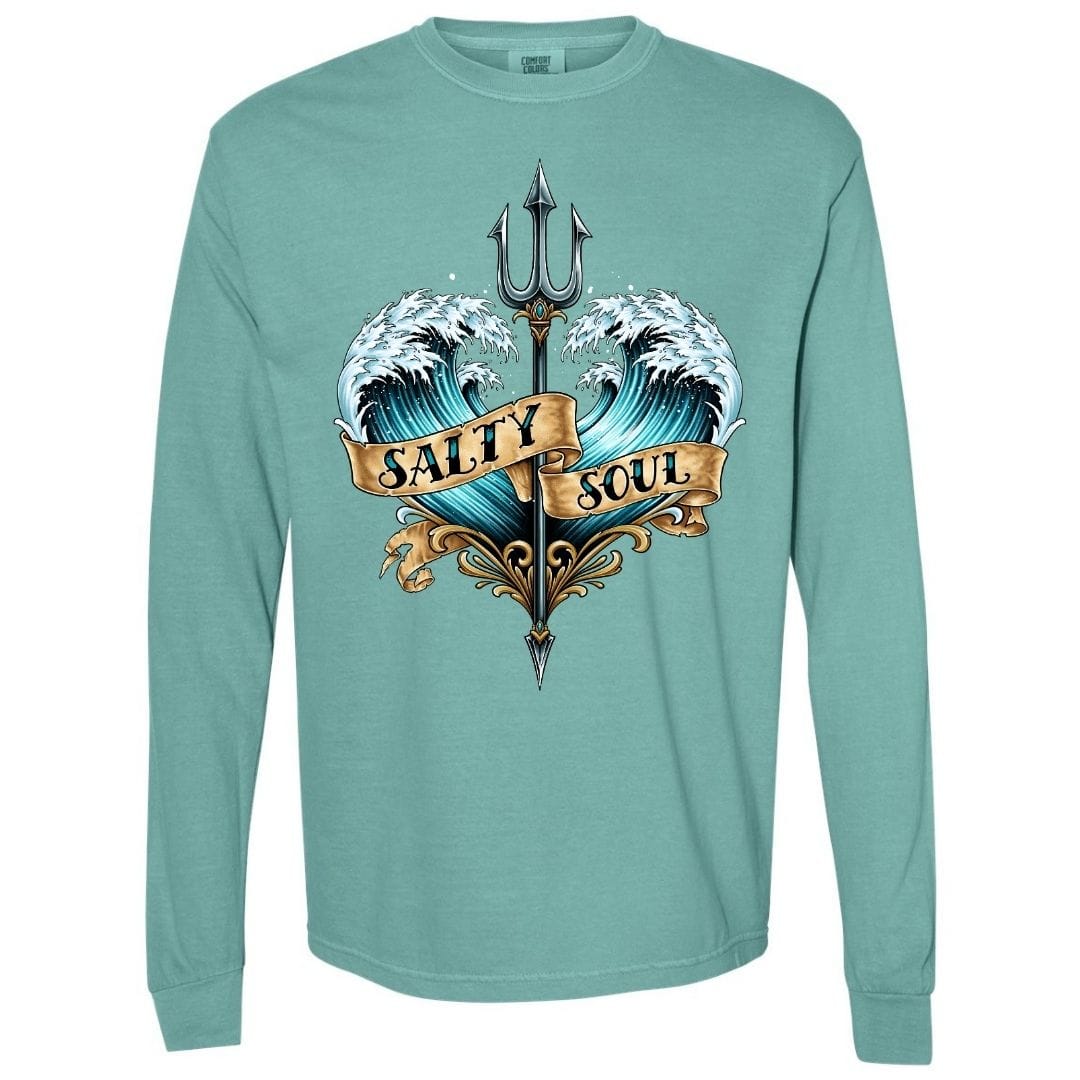 Mountains & Mermaids Salty Soul Long Sleeve T-Shirt Small / Seafoam
