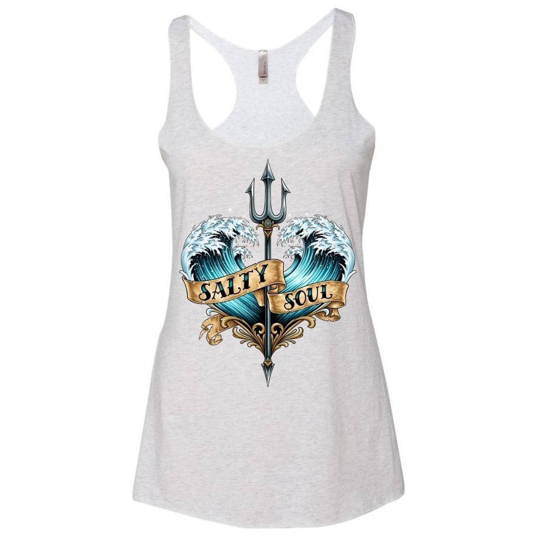 Mountains & Mermaids Salty Soul Racerback Tank Small / Heather White