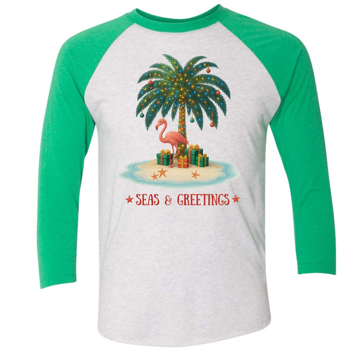 Mountains &amp; Mermaids Seas &amp; Greetings Baseball T-Shirt Small / Green