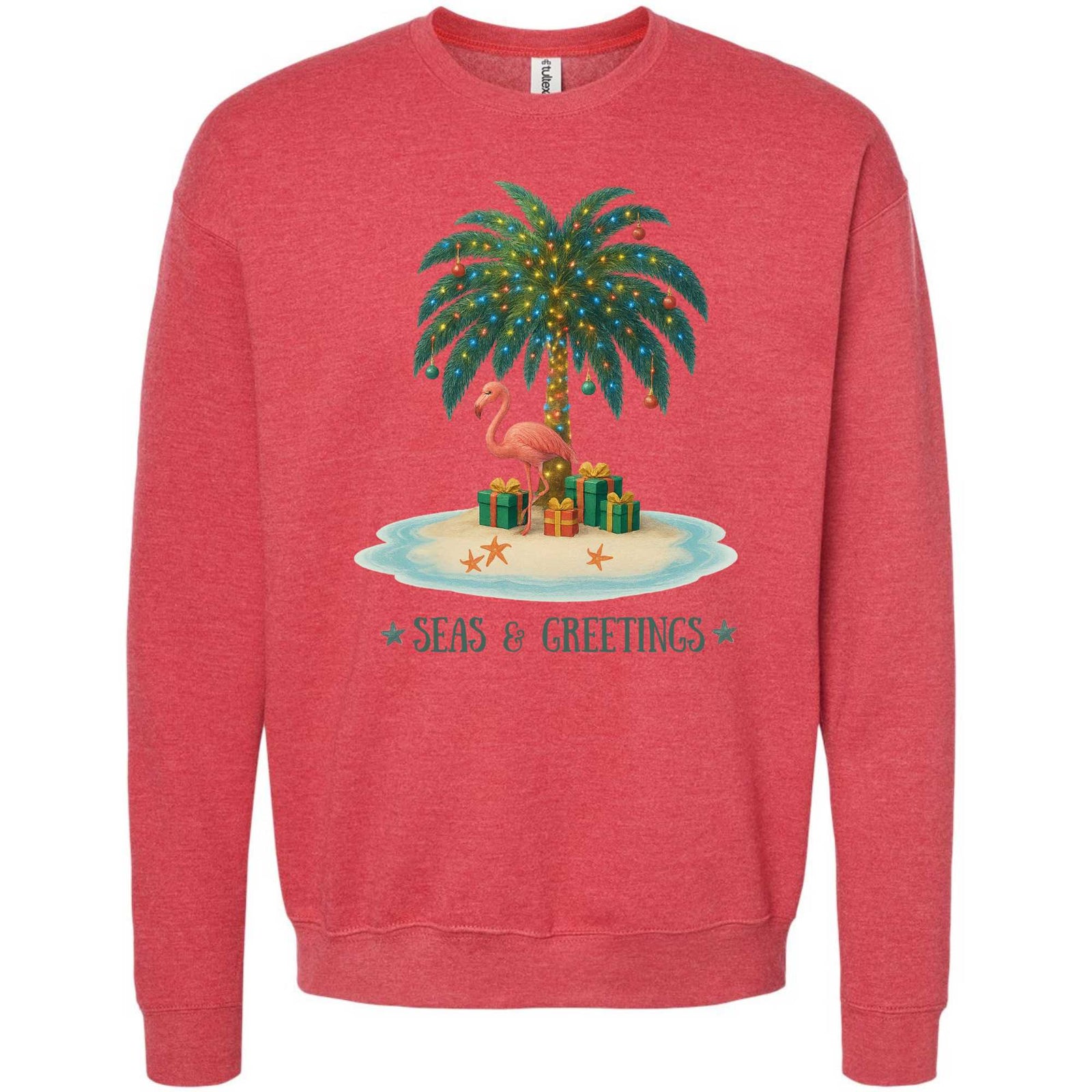 Mountains & Mermaids Seas & Greetings Crewneck Sweatshirt Small / Heather Red