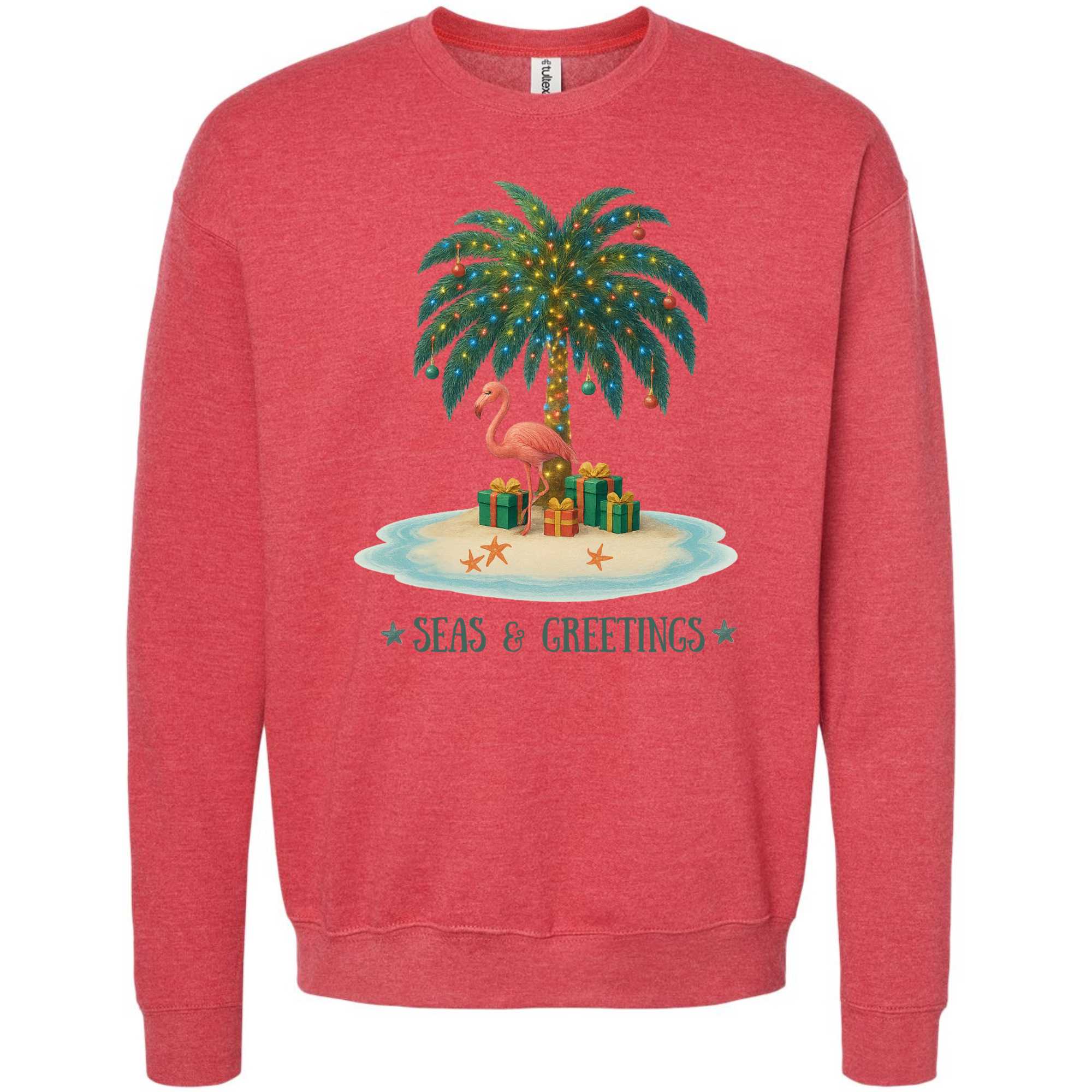 Mountains & Mermaids Seas & Greetings Crewneck Sweatshirt Small / Heather Red