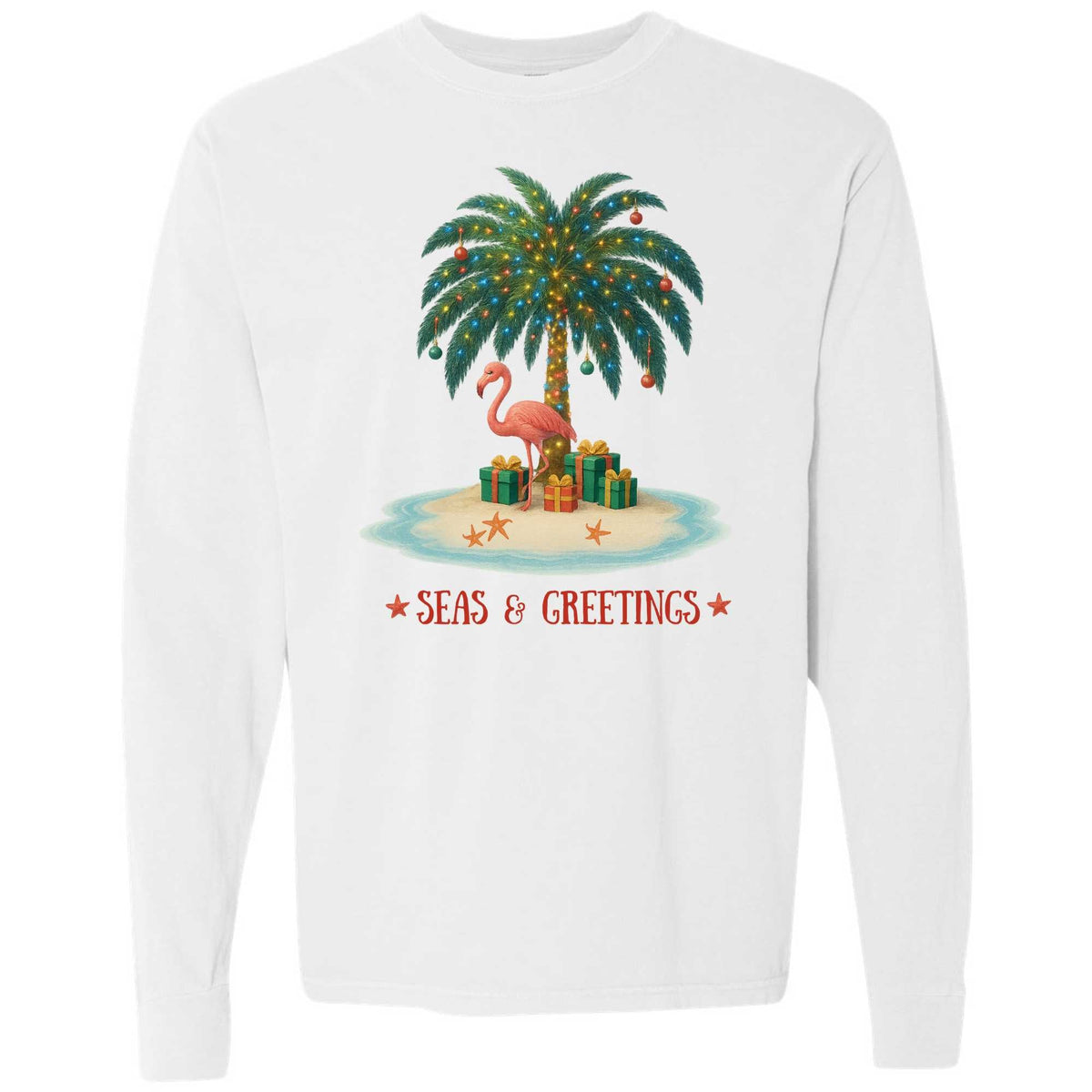Mountains & Mermaids Seas & Greetings Long Sleeve T-Shirt Small / White