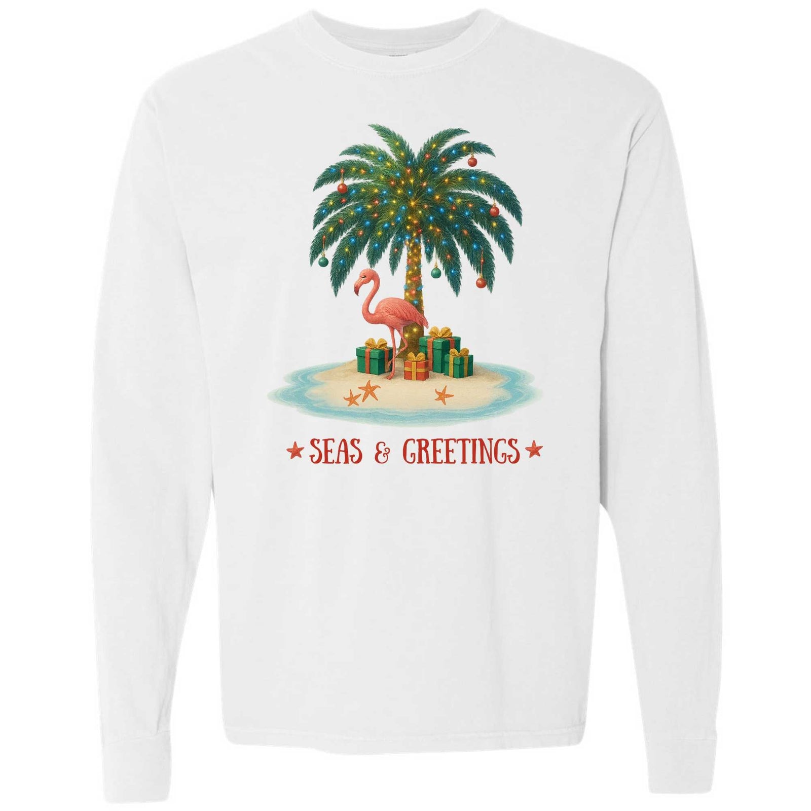 Mountains & Mermaids Seas & Greetings Long Sleeve T-Shirt Small / White