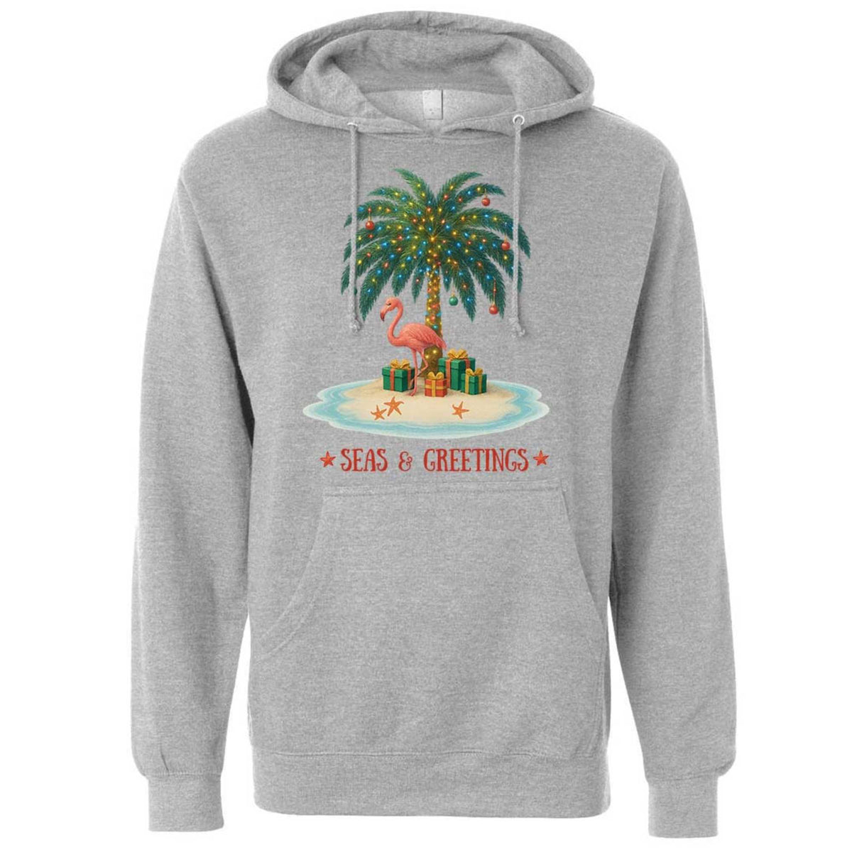 Mountains &amp; Mermaids Seas &amp; Greetings Pullover Hoodie Small / Gray