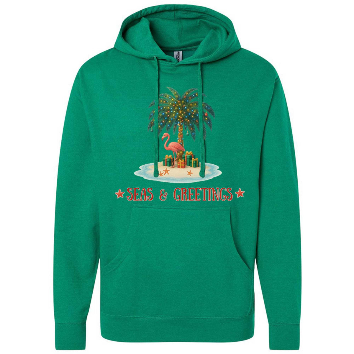 Mountains & Mermaids Seas & Greetings Pullover Hoodie Small / Heather Green
