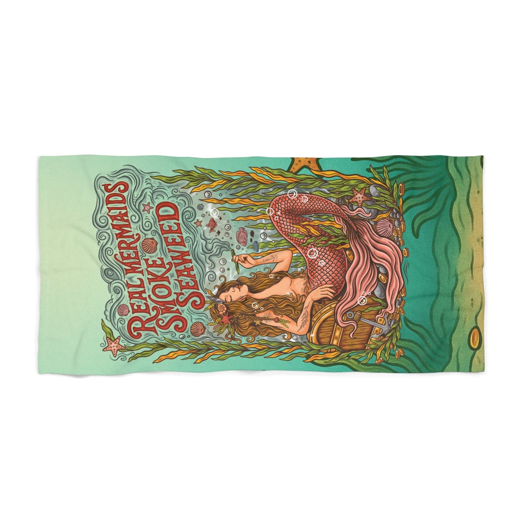 Mountains & Mermaids Seaweed Siren Beach Towel Ocean Teal 36" × 72" 14998368603155459053