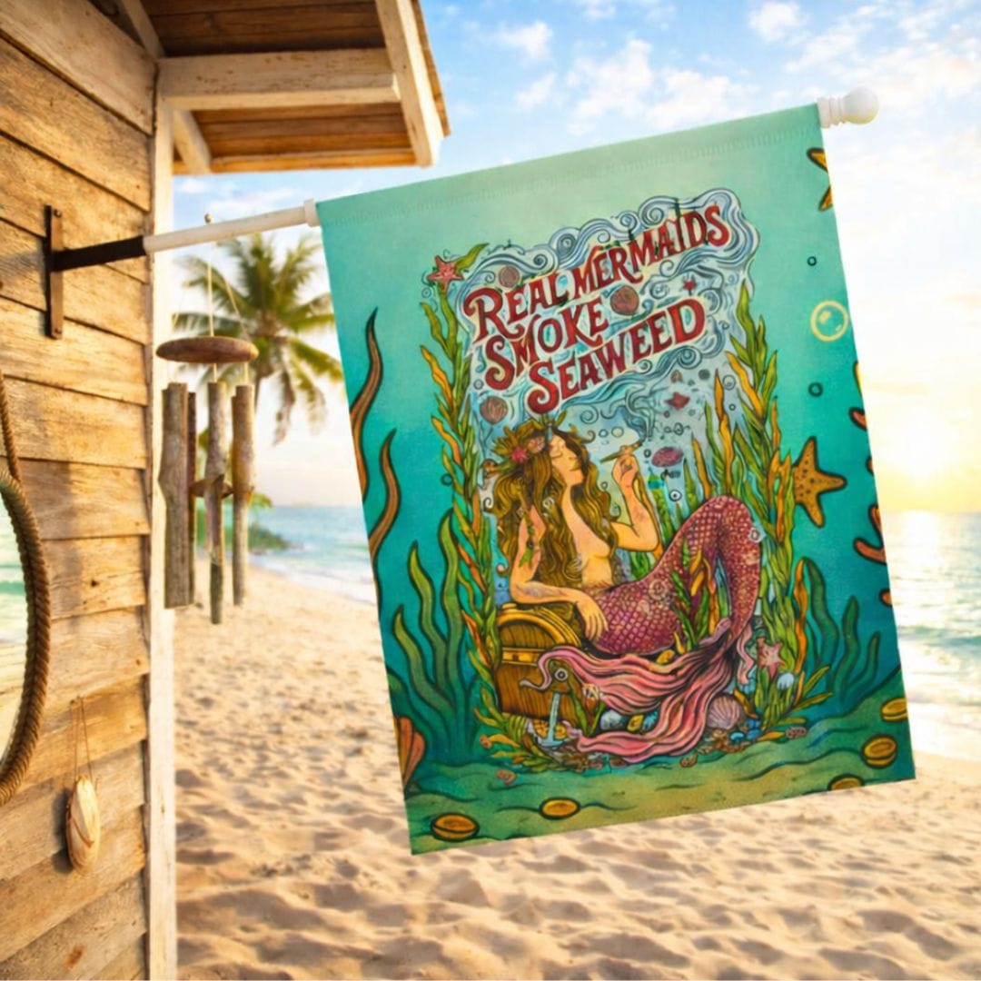 Mountains & Mermaids Seaweed Siren House Flag 24.5'' × 32'' 25819134900793627774