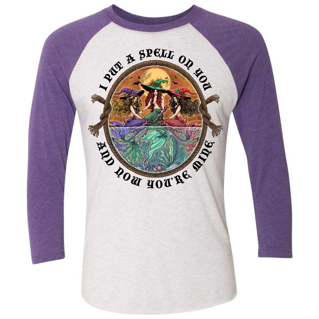 Mountains &amp; Mermaids Siren Sisters Baseball T-Shirt (Purple) Small