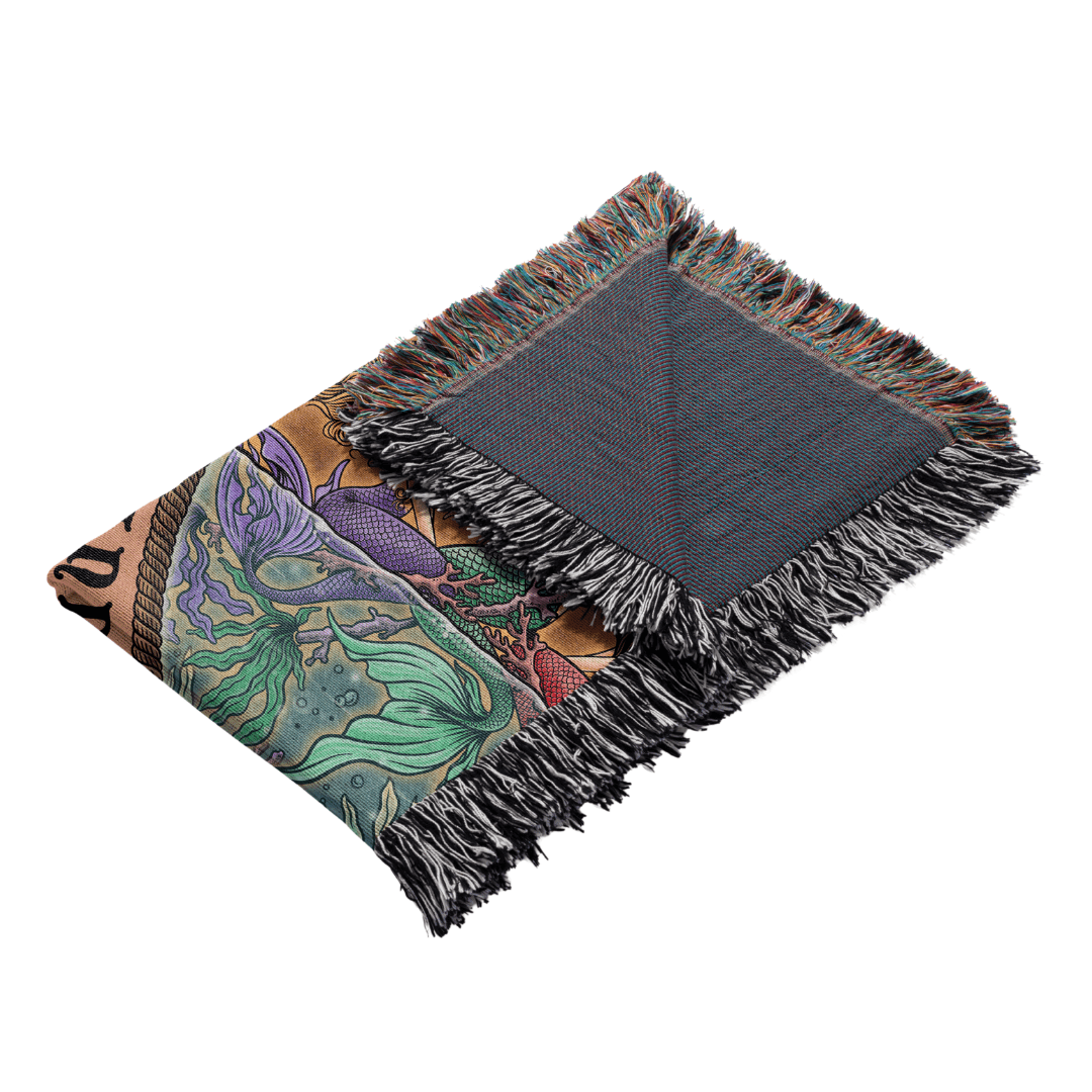 Mountains & Mermaids Siren Sisters Woven Blanket (Orange) 60" × 50" 51776308781074943044