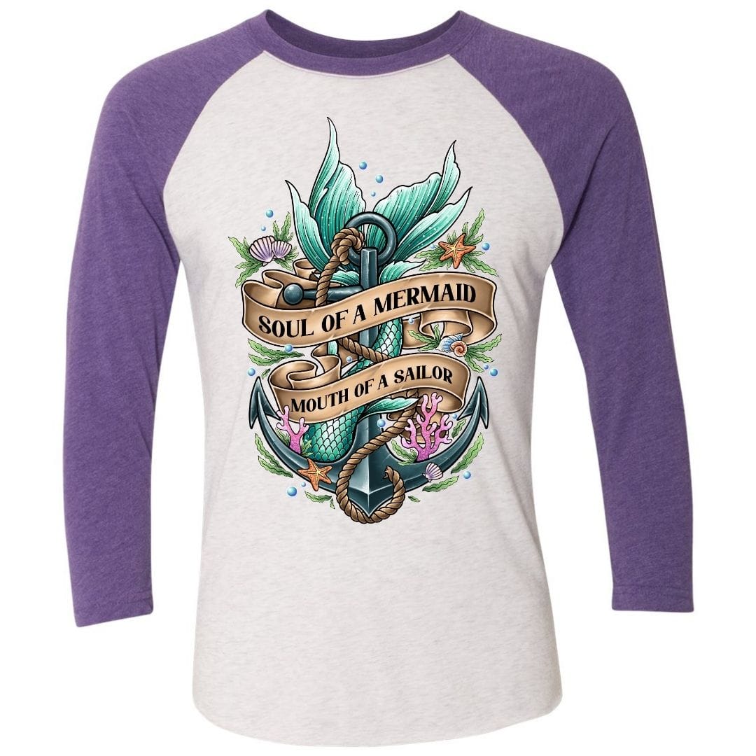 Mountains &amp; Mermaids Soul Of A Mermaid Baseball T-Shirt Small / Purple
