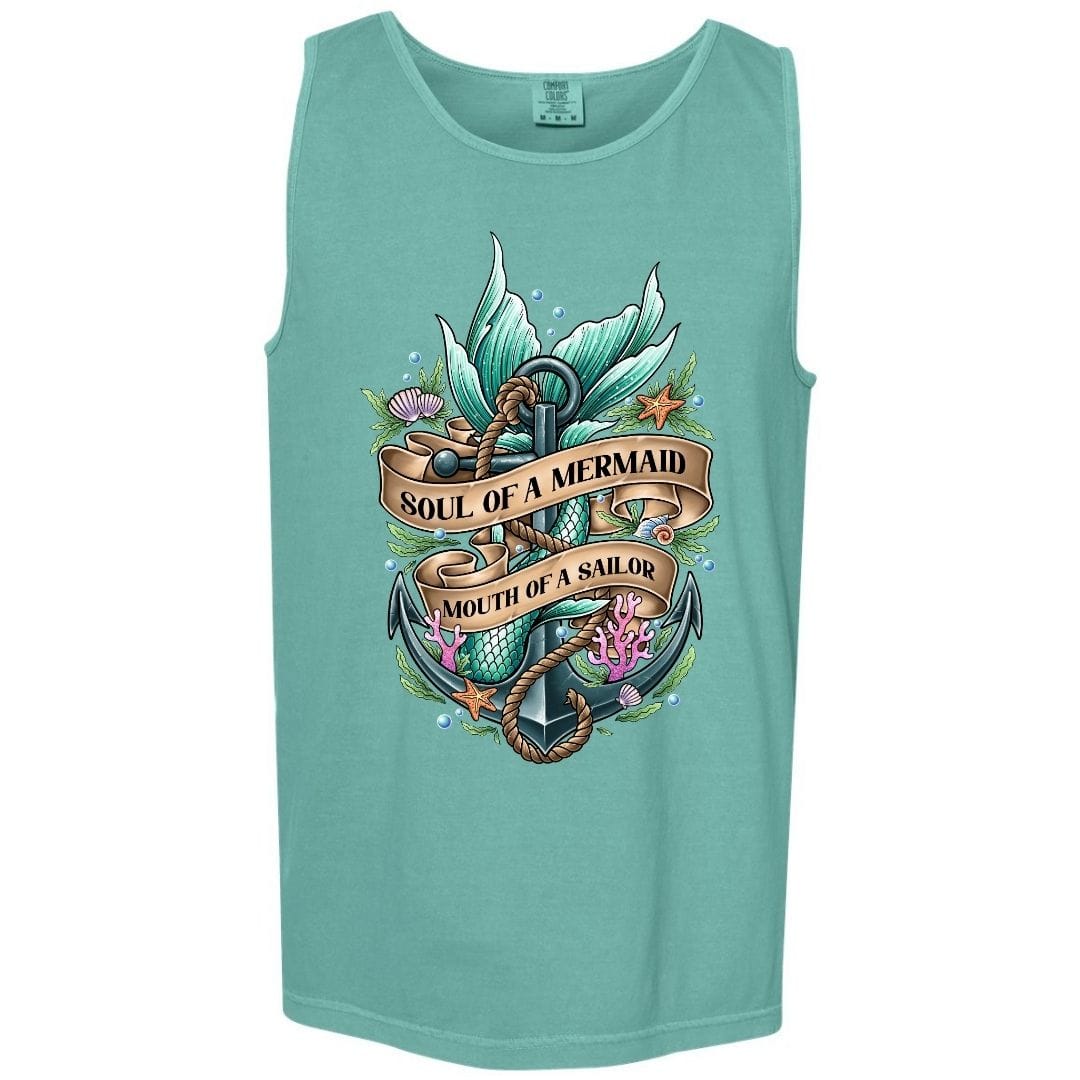 Mountains & Mermaids Soul Of A Mermaid Boyfriend Tank Small / Seafoam