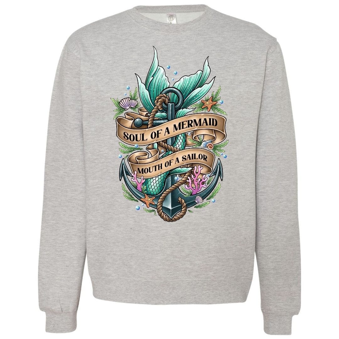 Mountains & Mermaids Soul Of A Mermaid Crewneck Sweatshirt Small / Gray