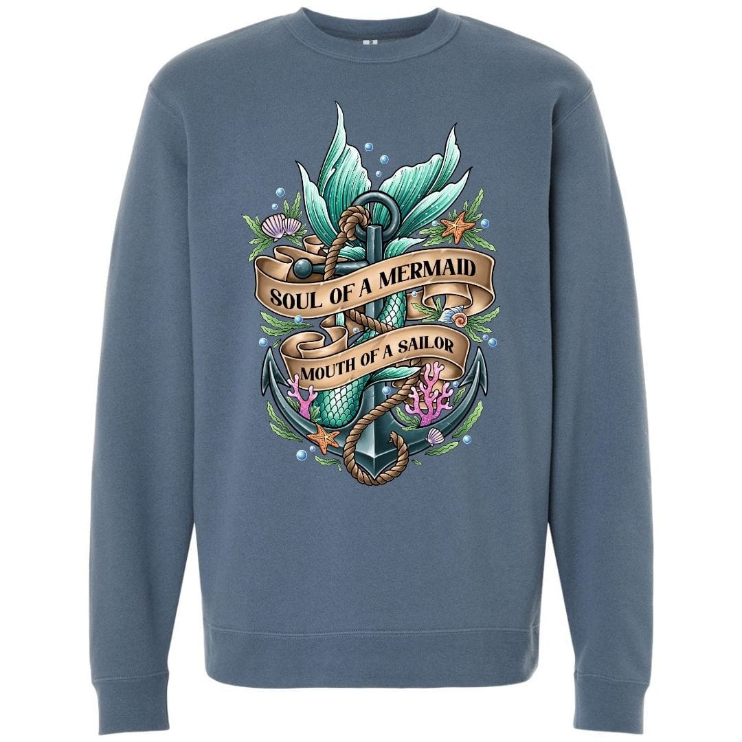 Mountains &amp; Mermaids Soul Of A Mermaid Crewneck Sweatshirt Small / Storm