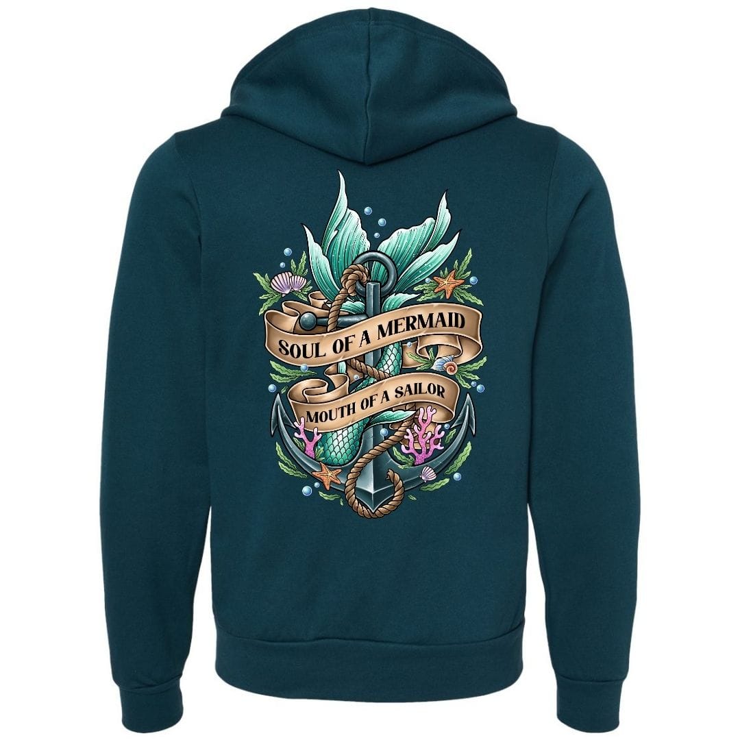 Soul Of A Mermaid Full Zip Fleece Hoodie - Mountains & Mermaids