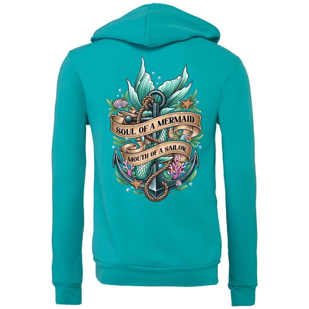 Mountains & Mermaids Soul Of A Mermaid Full Zip Fleece Hoodie Small / Teal